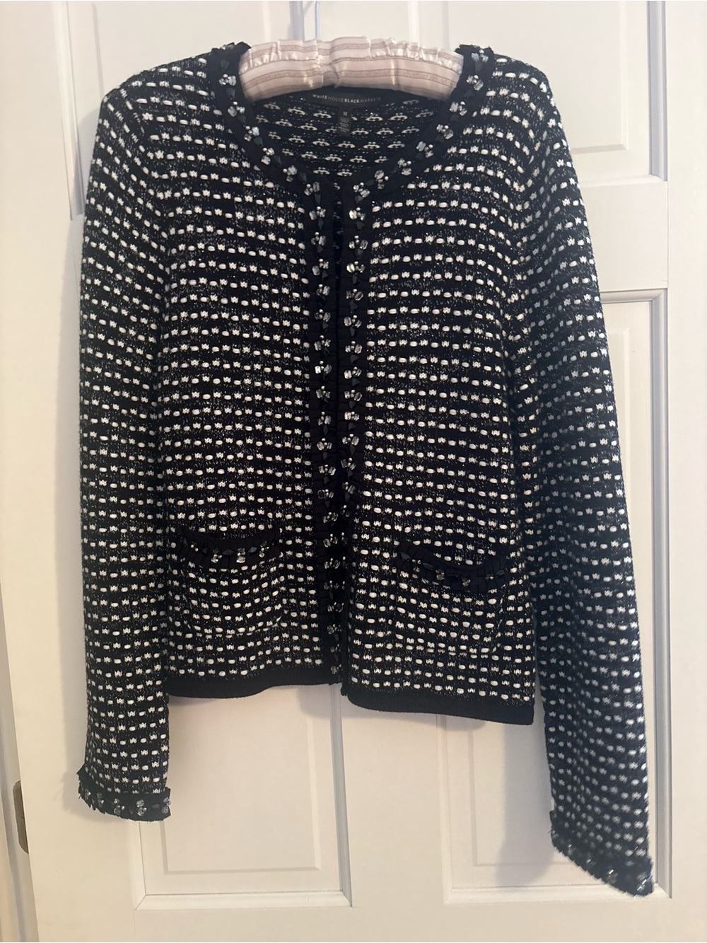 White House Black Market Black and White Tweed Blazer Jacket